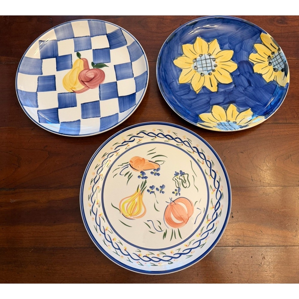 Vintage Johnson Bros England Decorative Plates Set of 3 Wall Art Display Blue